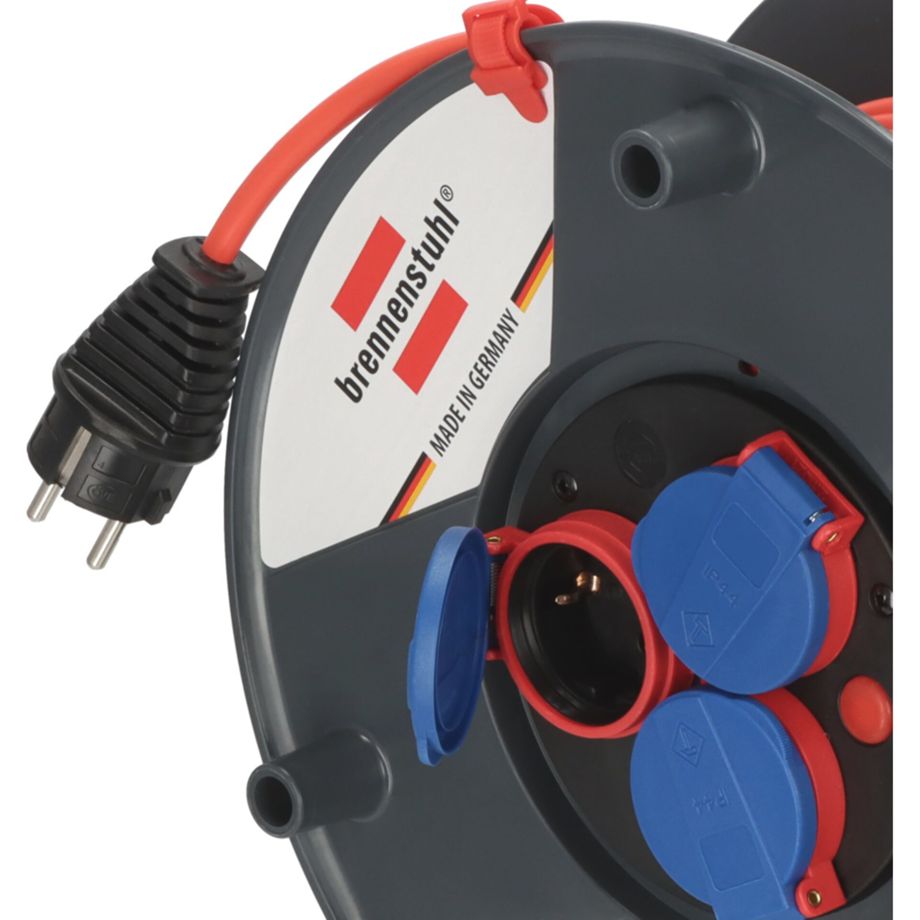 Brennenstuhl Kabeltrommel Garant 290 – 40m H05VV-F 3G1,5 mit 3 Steckdosen, Innenbereich, robust und sicher