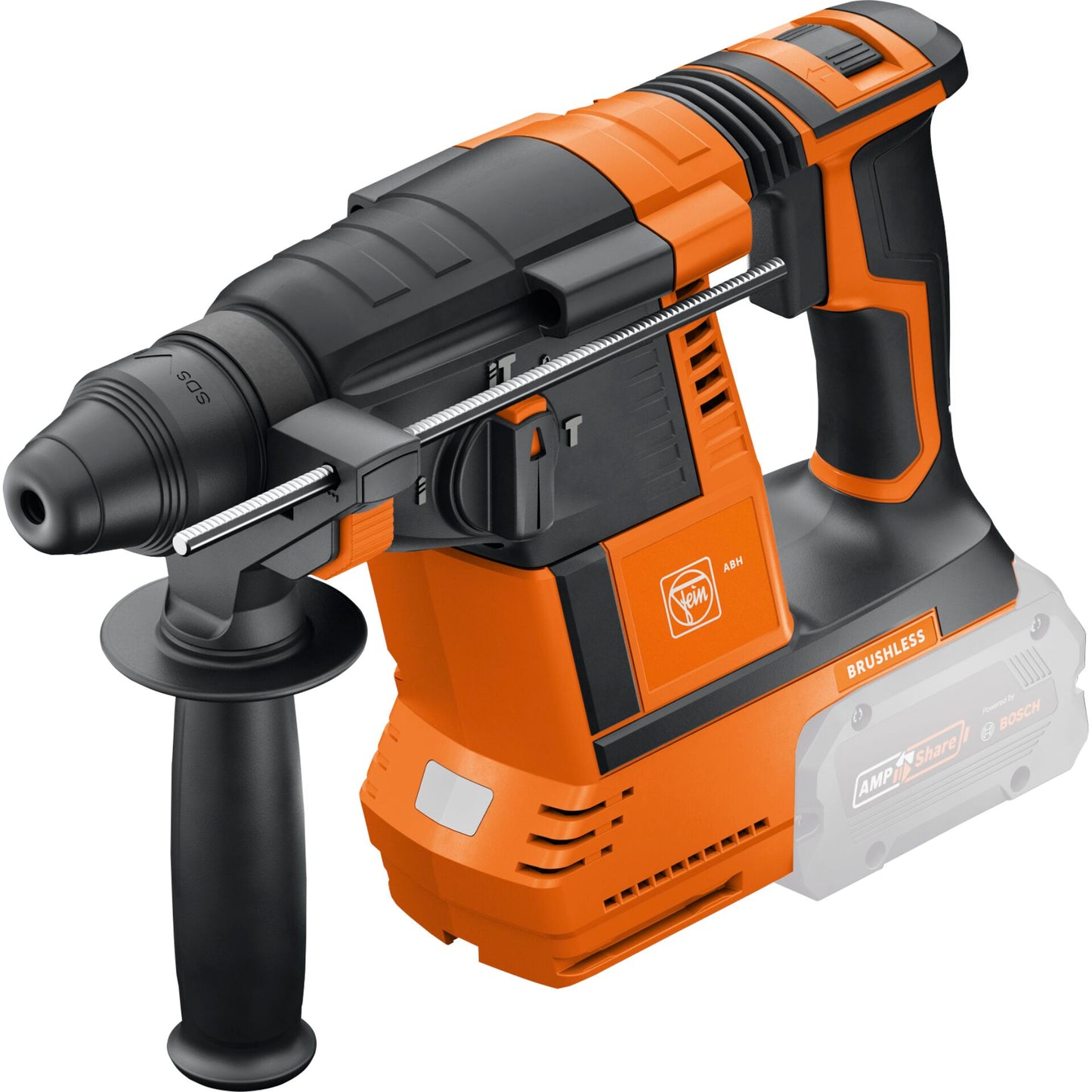 Fein ABH 18-26 AS Akku-Bohrhammer SDS-plus, 18V, bürstenloser Motor, orange-graues Gehäuse, kompakt, Solo-Version ohne Akku.