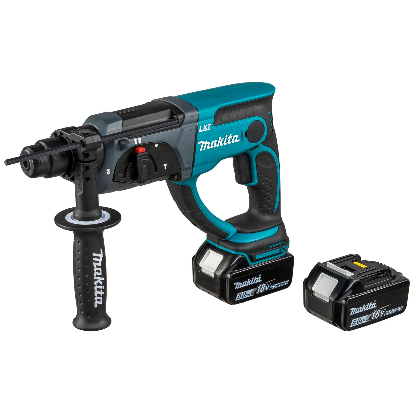 Makita DHR202RTJ 18V Akku-Bohrhammer mit SDS-plus, 5,0Ah Akku, Schnellladegerät & Makpac-Koffer, blau-schwarz, kraftvoll & kompakt.