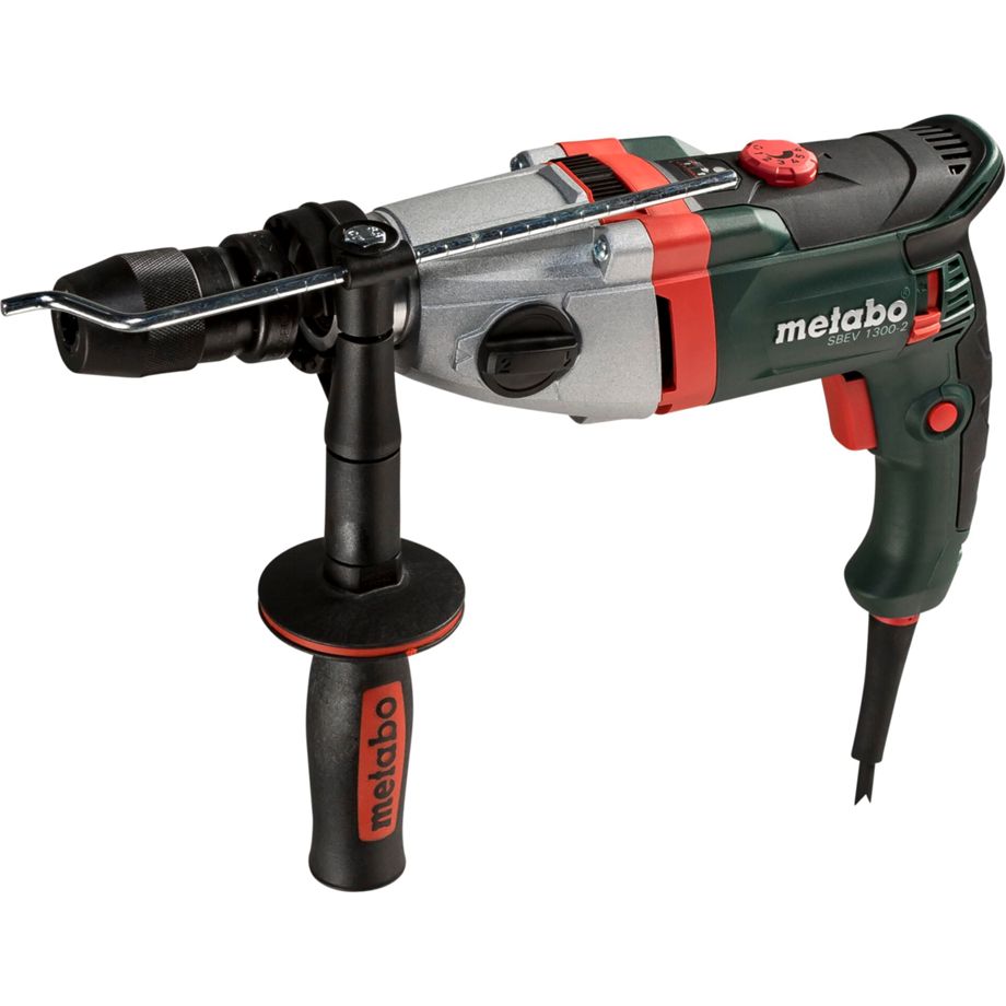 Metabo SBEV 1300-2 Schlagbohrmaschine mit 2-Gang-Getriebe, 1300W Leistung und Transportkoffer.