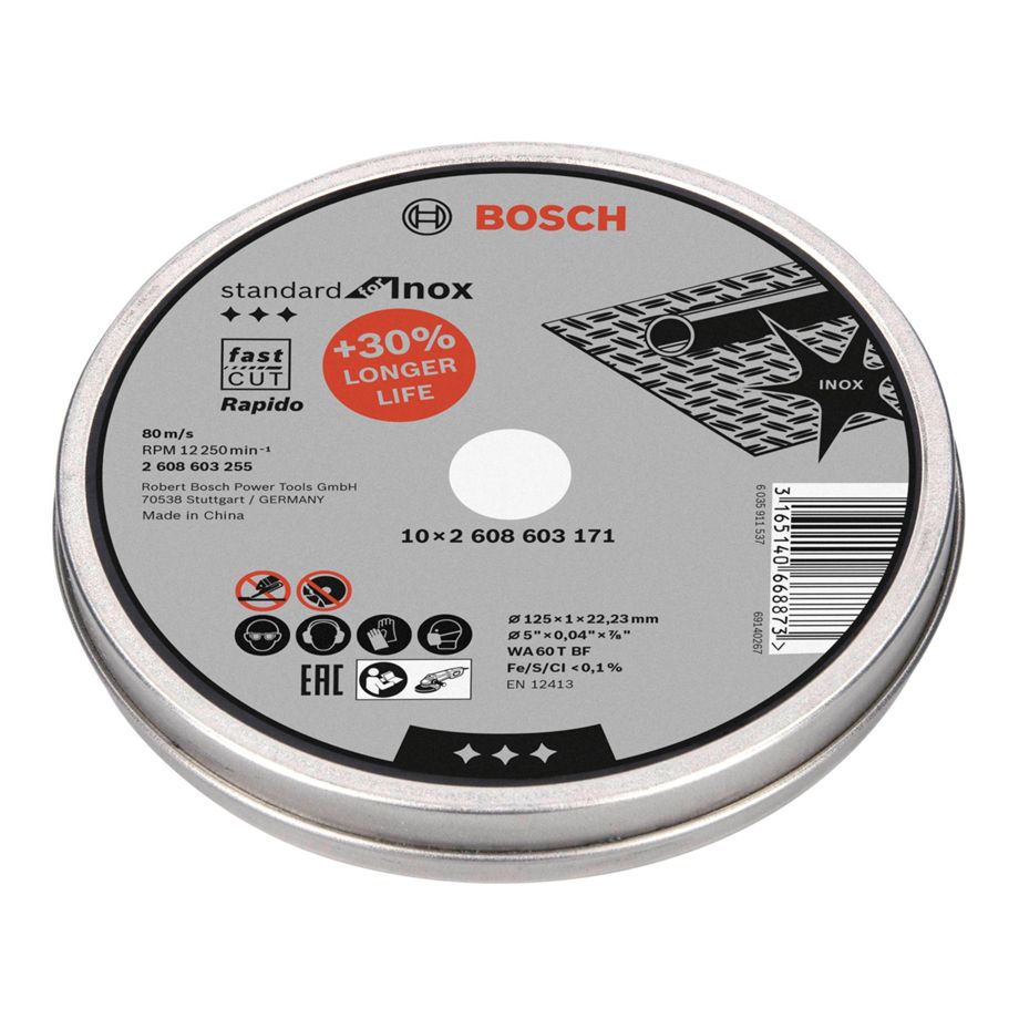 Bosch Rapido Trennscheiben INOX 125x1mm gerade – 10 Stück in praktischer Dose
