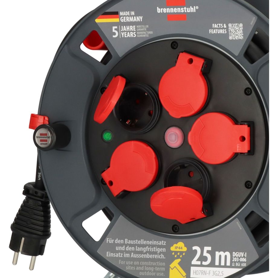 Brennenstuhl Profi Kabeltrommel 25m – IP44, robust für Innen- und Außeneinsatz