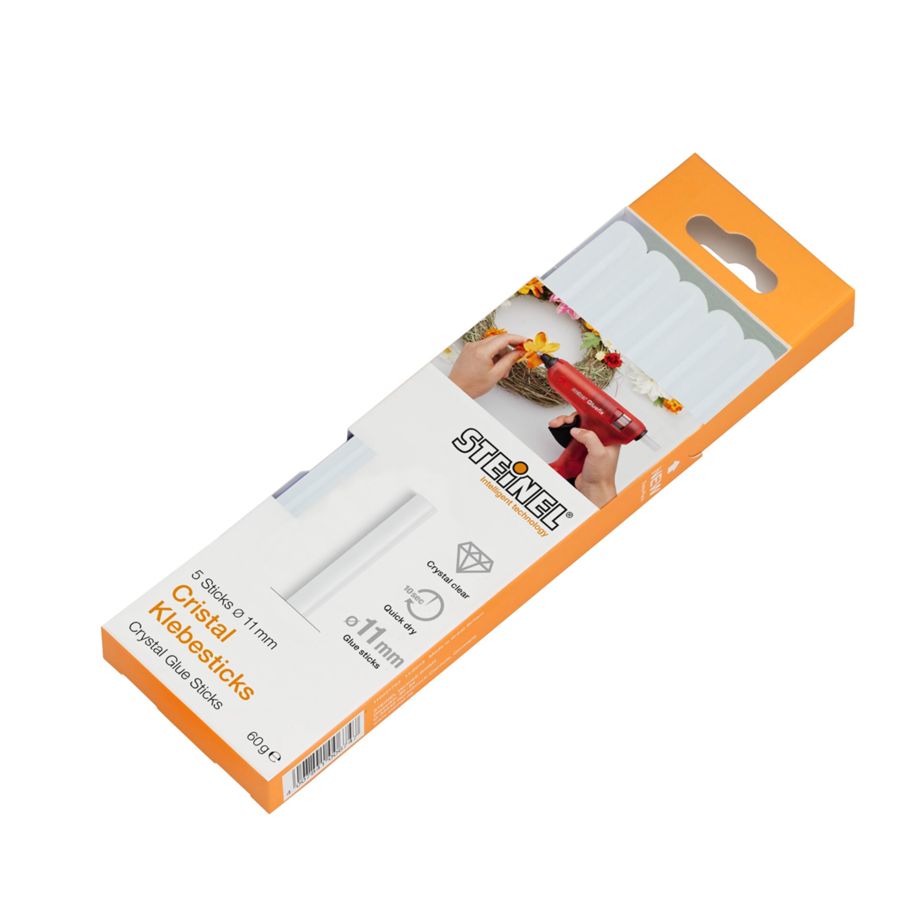 Steinel Klebesticks 11 mm Cristal – 5 transparente Klebesticks, 60 g für Heißklebepistolen