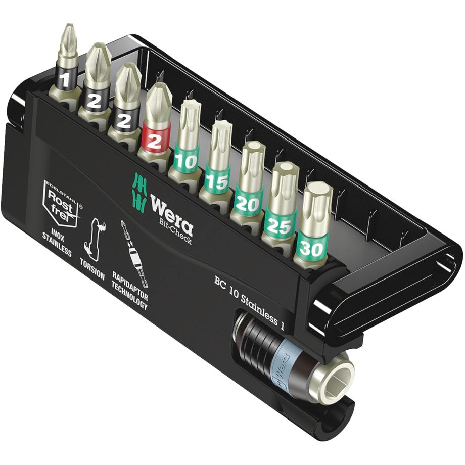 Wera Bit-Check 10 Stainless – 1 Bits-Sortiment im Etui, Edelstahl