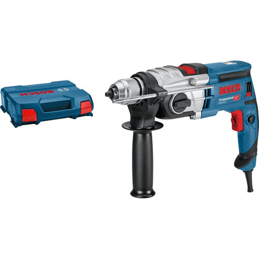 Bosch GSB 20-2 Schlagbohrmaschine mit 850-W-Motor, KickBack-Control und 2-Gang-Getriebe – ideal für kraftvolles Bohren in Beton, Stein und Holz.
