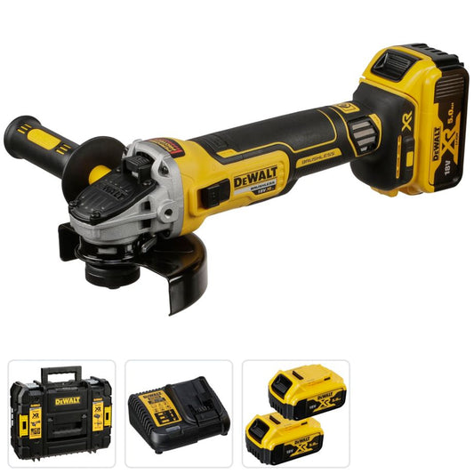 DeWalt DCG405P3-QW Akku-Winkelschleifer 18V XR mit 125 mm Scheibe, 3 Akkus und Schnellladegerät.