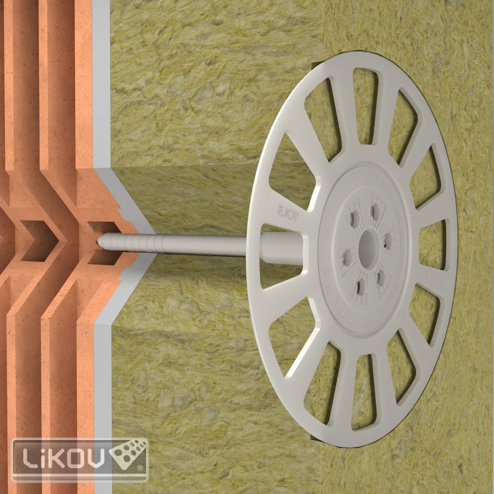 Ejot VT 90 Dübelteller 90 mm aus Kunststoff für WDVS Fassadendämmung mit Mineralwolle, weiß, 100 Stück