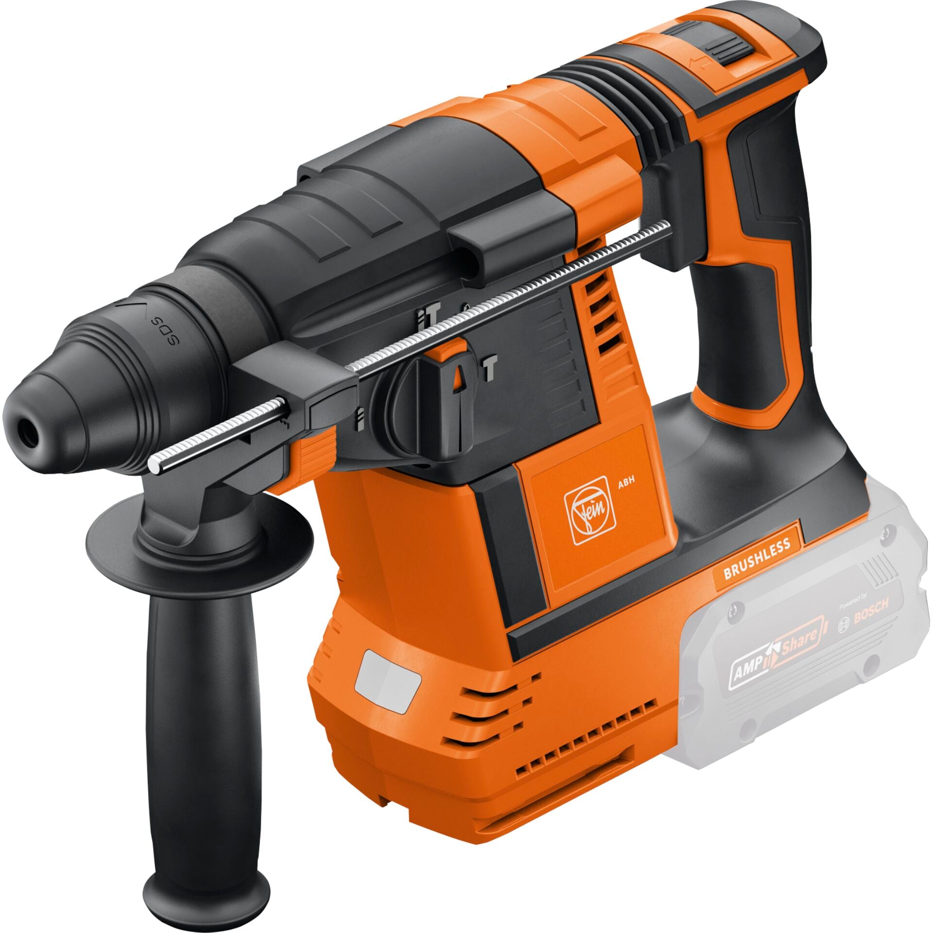 Fein ABH 18-26 AS Akku-Bohrhammer SDS-plus, 18V, bürstenloser Motor, orange-graues Gehäuse, kompakt, Solo-Version ohne Akku.