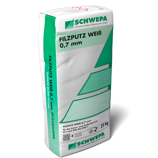 Filzputz Schwepa 0.7 mm, 1.2 mm 25 kg weiß