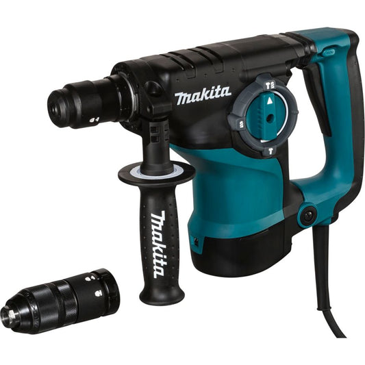 Makita HR2811FT Kombihammer SDS-plus, 800W, mit Wechselfutter und LED, im Transportkoffer, blau-schwarz.