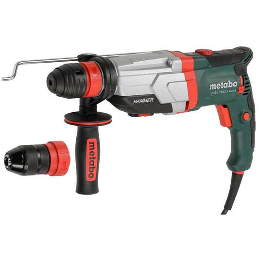 Metabo UHEV 2860-2 Quick Kombihammer SDS-plus, 1100W, mit 2-Gang-Getriebe & Wechselfutter, im Koffer, grün-schwarz.