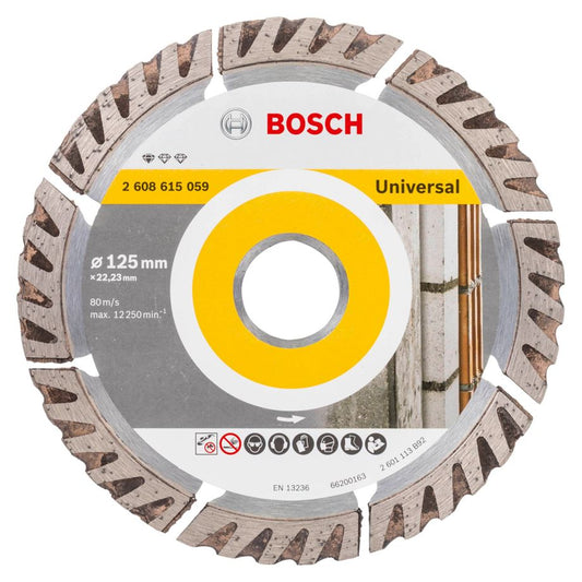 Bosch Diamanttrennscheibe 125x22,23 Standard Universal Speed – für Beton, Stein und Mauerwerk