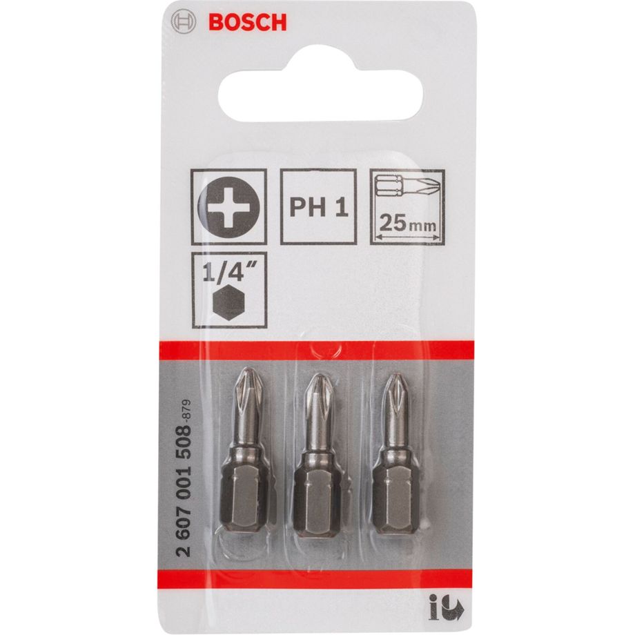 Bosch Kreuzschlitz-Bits PH1 XH 25mm, 3 Stück Set