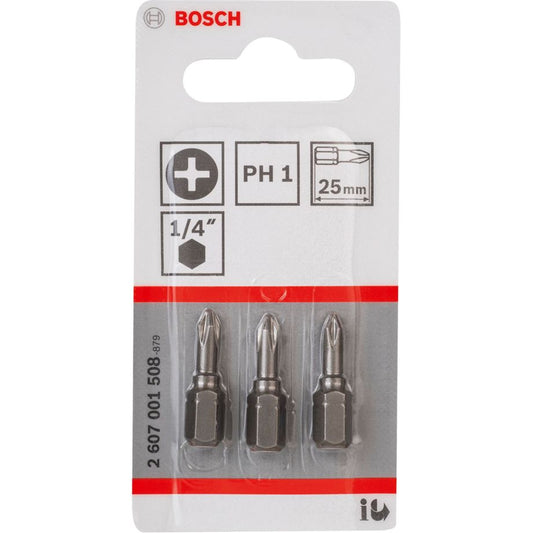 Bosch Kreuzschlitz-Bits PH1 XH 25mm, 3 Stück Set