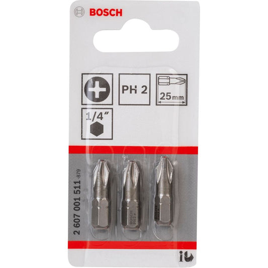 Bosch PH2 Kreuzschlitz-Bits 25 mm, extra hart, 3er Set