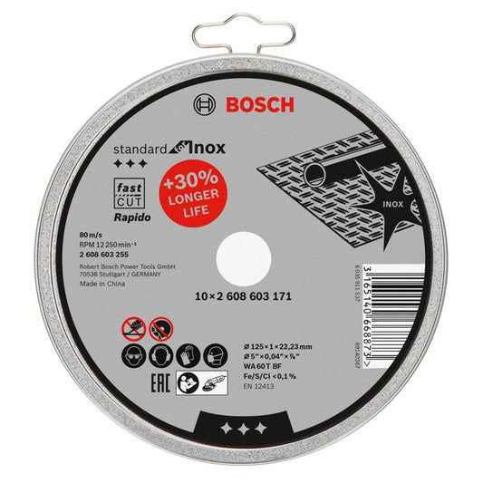 Bosch Rapido Trennscheiben INOX 125x1mm gerade – 10 Stück in praktischer Dose