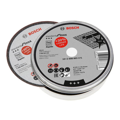 Bosch Rapido Trennscheiben INOX 125x1mm gerade – 10 Stück in praktischer Dose
