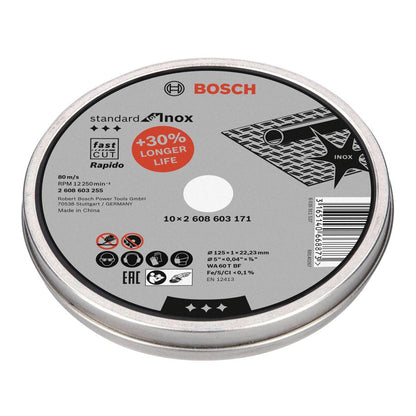 Bosch Rapido Trennscheiben INOX 125x1mm gerade – 10 Stück in praktischer Dose