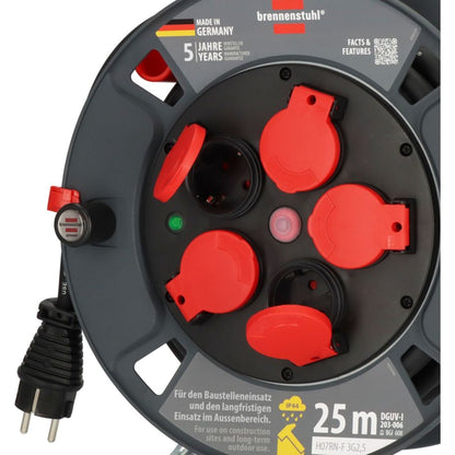 Brennenstuhl Profi Kabeltrommel 25m – IP44, robust für Innen- und Außeneinsatz