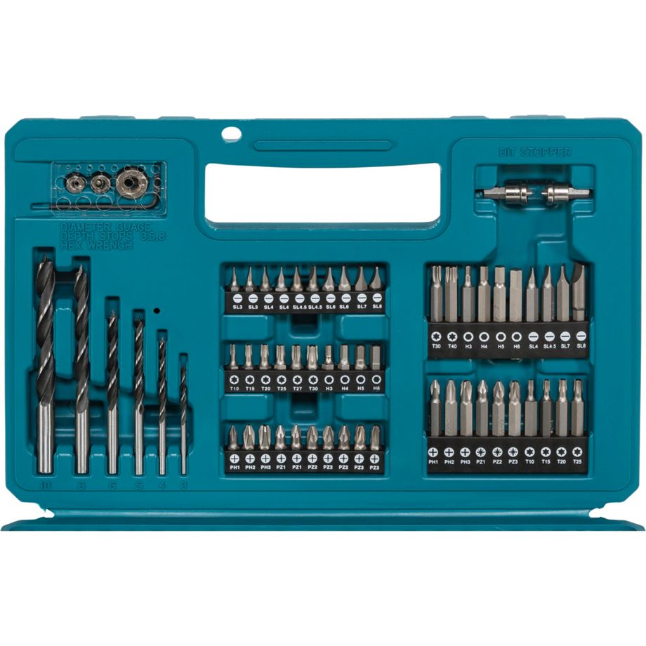 Makita B-68432 Bohrer- und Bit-Set 102-teilig – Bohrer, Bits und Stecknüsse in Box