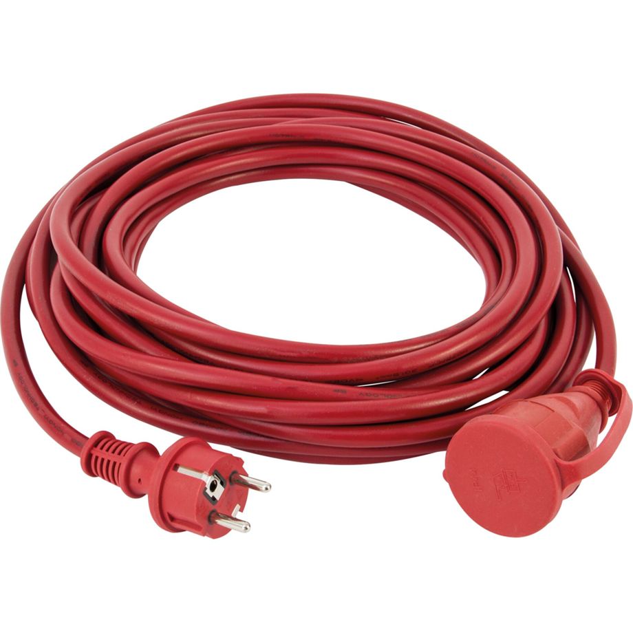 REV Verlängerungskabel 25 m, rot, IP44 – Outdoor-Verlängerungskabel für Garten und Baustelle