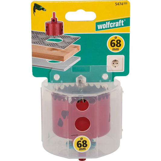 Wolfcraft Kronensäge BiM 68 mm – Bimetall-Lochsäge für Holz, Metall und Kunststoff